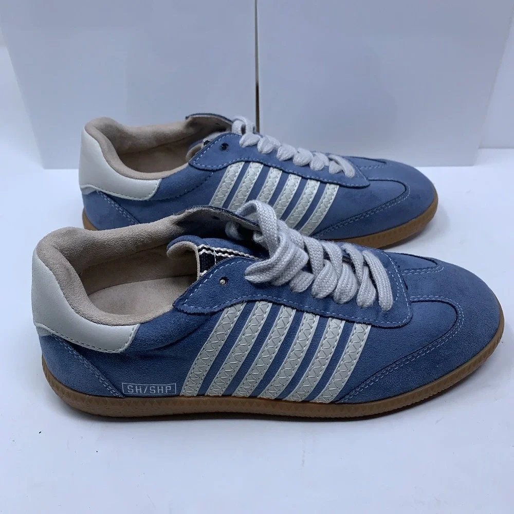 ShuShop Womens US Shoe Size 6 Blue Faux Suede Steffie Lace Up Sneakers New